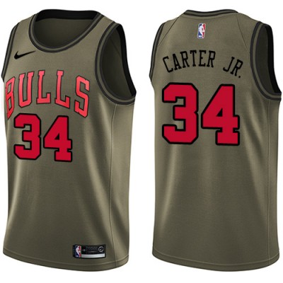 Nike Chicago Bulls #34 Wendell Carter Jr. Green NBA Swingman Salute to Service Jersey Men's